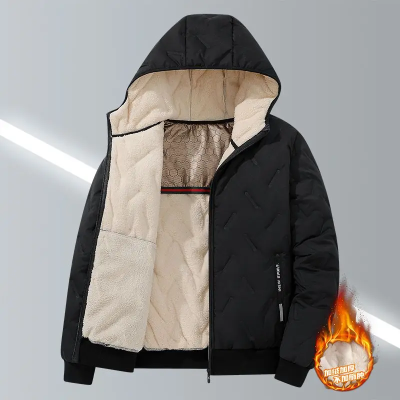 

Winter Thickened Fleece Jackets for Men Coldproof Zipper Hooded Parka Outdoor Thick Windproof Keep Warm Parkas Coats
