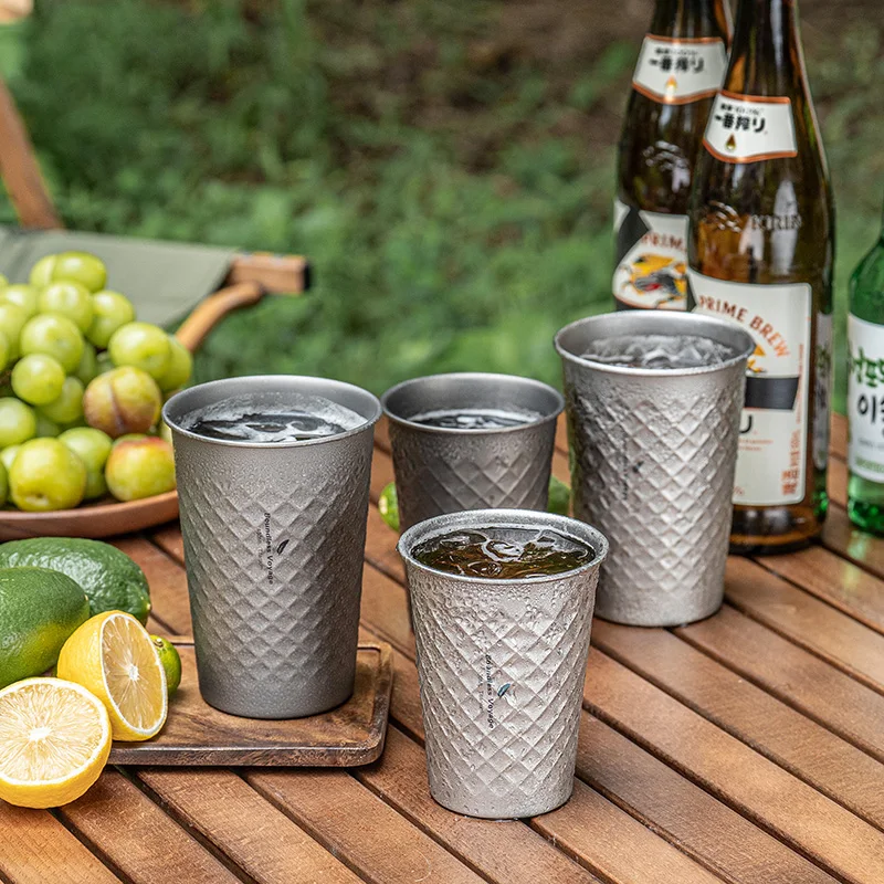 

Boundless Voyage Titanium Cup Stackable Ultralight Metal Drinking Cups Reusable Beer Juice Mug for Home, Party, Outdoor Camping