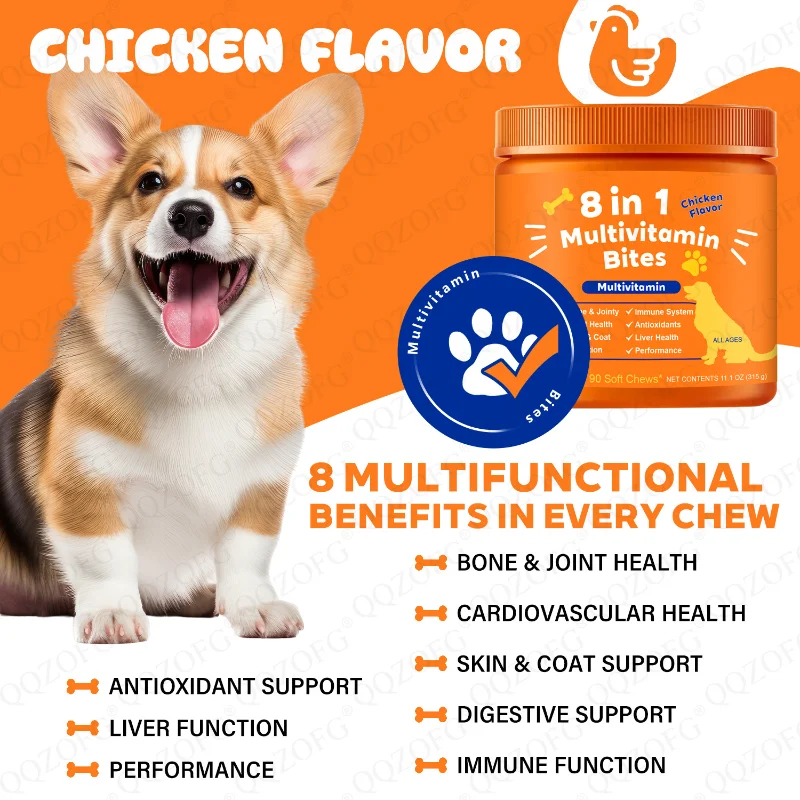 Multivitamin Fortified Dog Food Rich in Comprehensive Nutrients Supplement Daily Vitamins Promote Healthy Growth for Canines