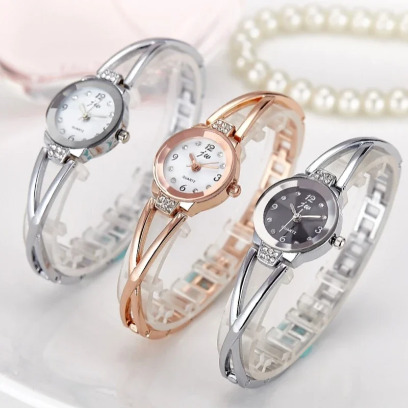 Modules de montre pour femme avec bracelet en acier inoxydable, bracelet Seton, biscuits, montres simples à la mode, horloge à quartz pour femme, 2024