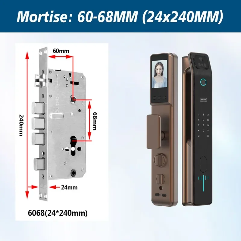 Smart Door Lock with Facial Recognition Fingerprint Password APP Control Unlocking High End Home Entry Villa Door Lock
