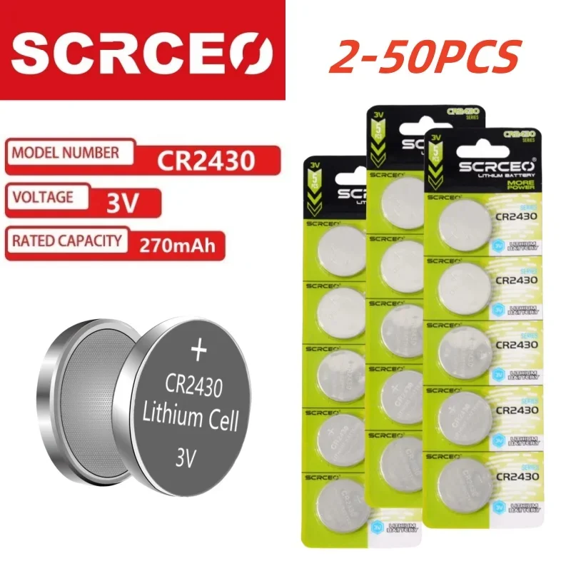 

CR2430 3V Lithium Battery CR 2430 Battery DL2430 Button Cell Batteries for Key Fob Watch Alarm Clock Remote Control