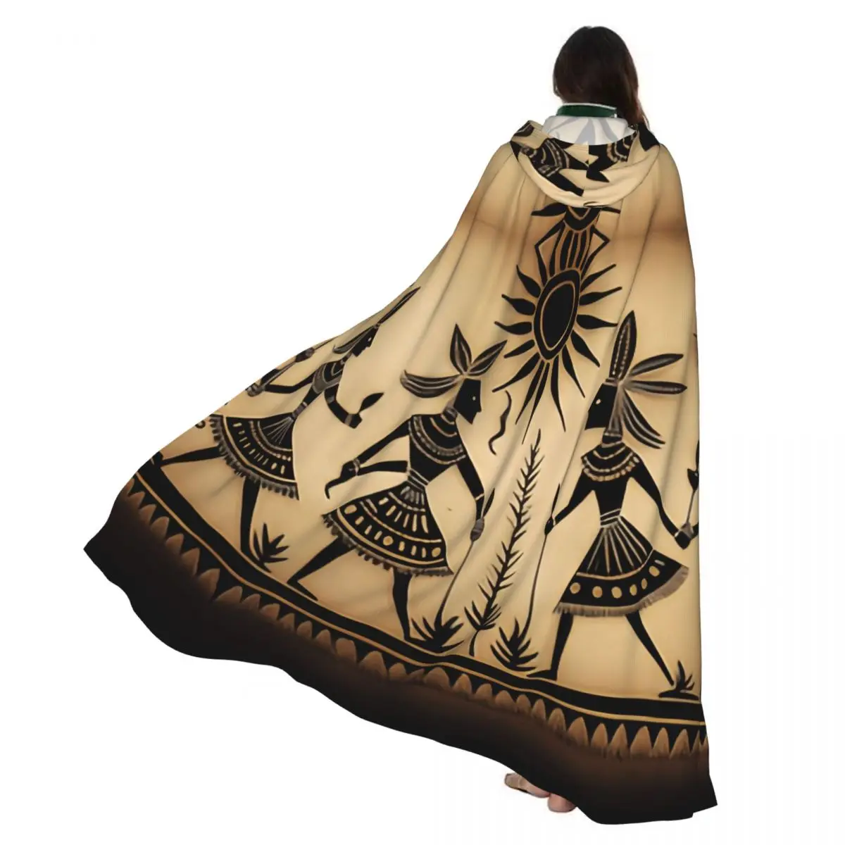 

Adult Vampire Cape Hooded Robe Indigenous People Worshipping The Sun Halloween Cloak Full Length Cosplay