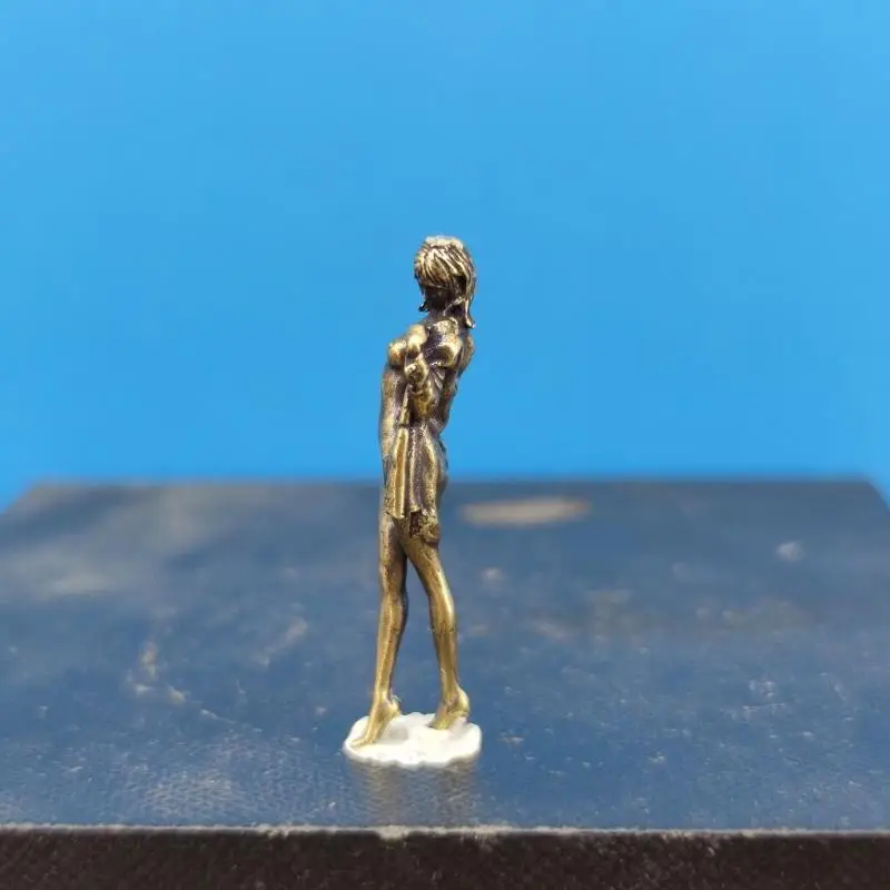Retro Brass Beauty Female Doll Figurine Model Sexy Beauty Statue Creative Crafts Desktop Ornament Office Home Decoration Gift view 2