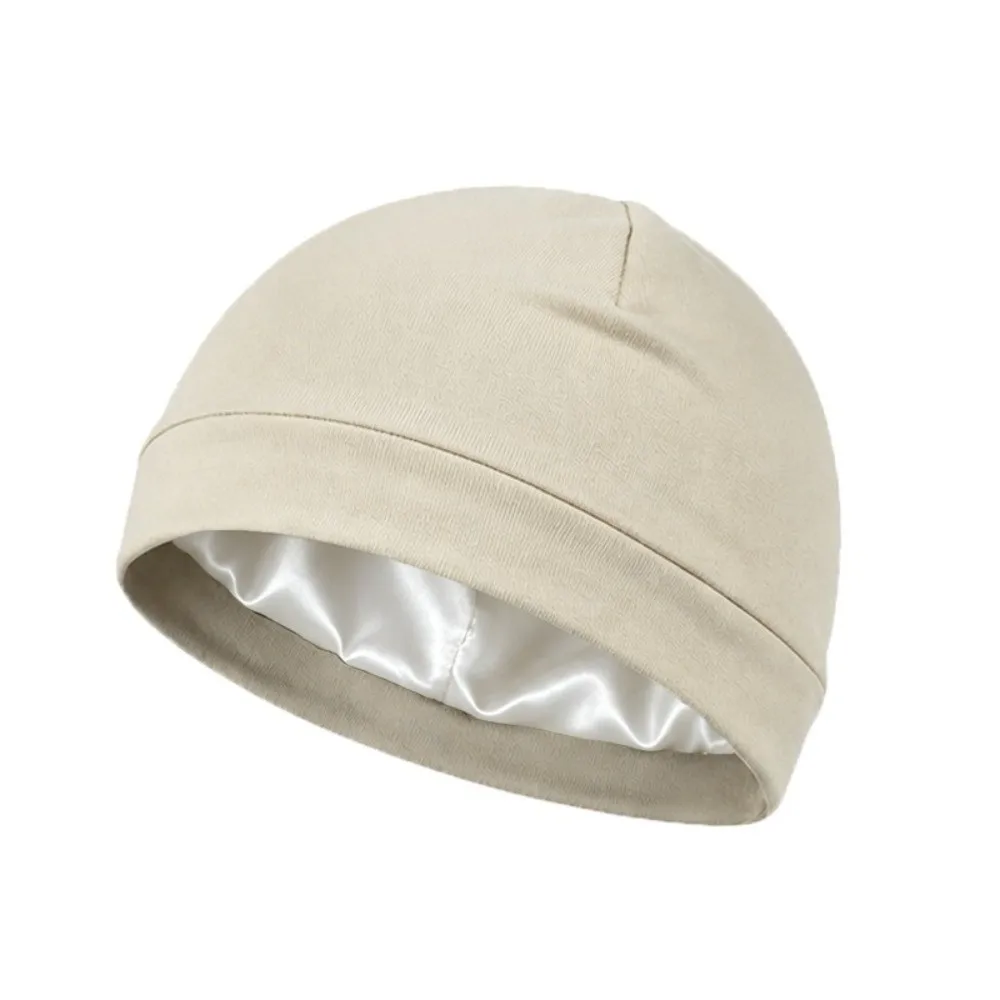 Fashion Satin-Lined Skull Cap Elastic Breathable Beanie Cap Wearable Hair Protection Night Sleep Hat For Men Women