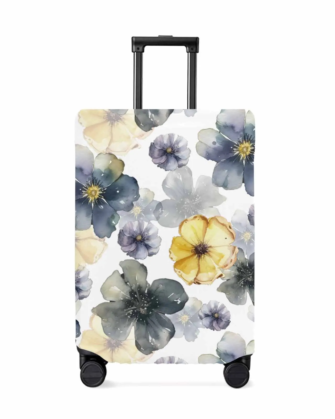 

Plant Lemon Yellow Blue Purple Flower Watercolor Luggage Cover Elastic Baggage Cover For 18-32 Inch Suitcase Case Dust Cover