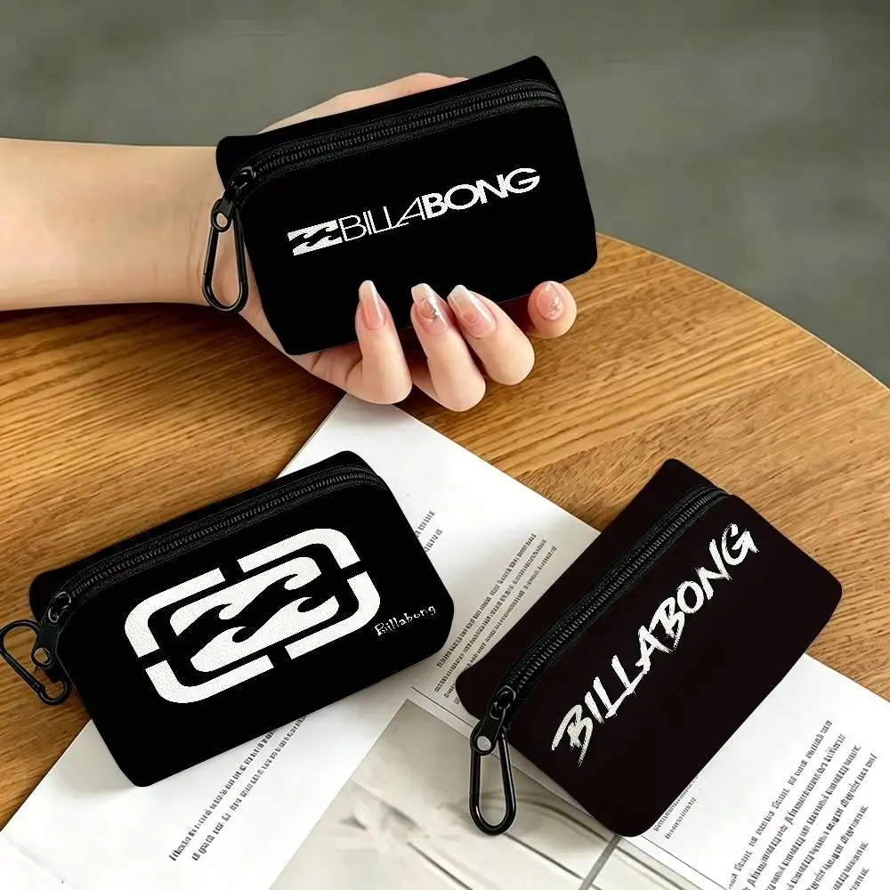 Fashion Billabongs Anime Lightweight Oxford Fabric Coin Purse Carabiner Hook Design Mini Card Key Organizer Bag