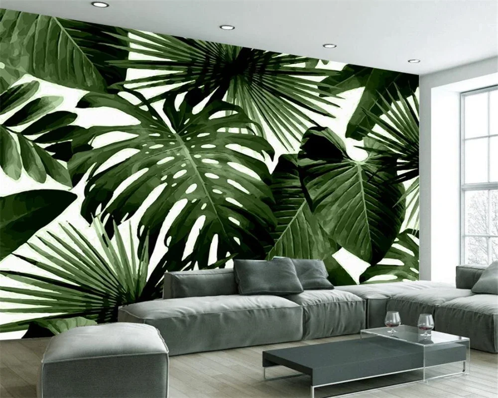 

Custom wallpaper living room bedroom murals retro tropical rainforest palm banana leaves living room TV 3d wallpaper