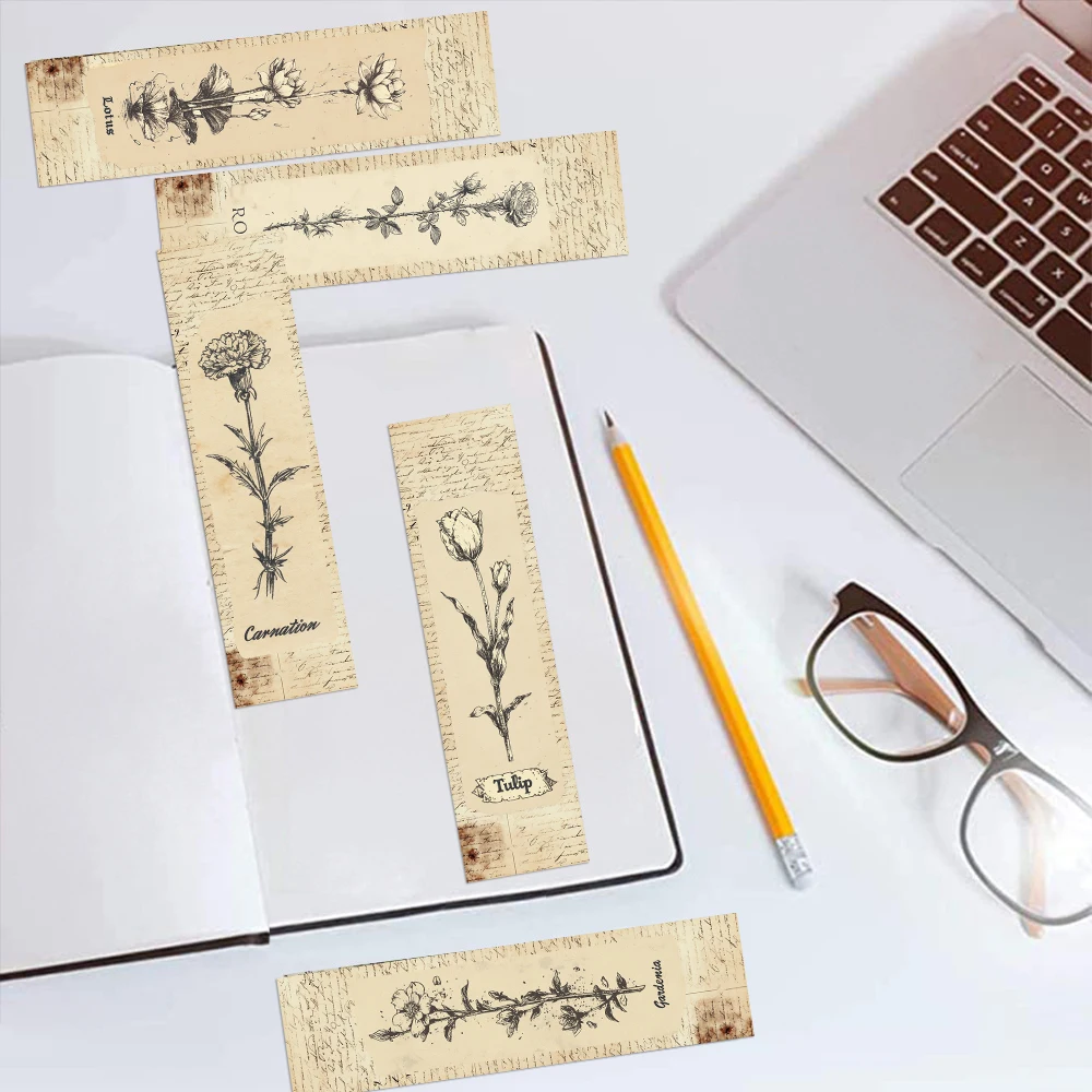 

30PCS Personalized Birth Flower Bookmarks Vintage Plant Cards Reading Tags Page Break Student Stationery Creative Gifts