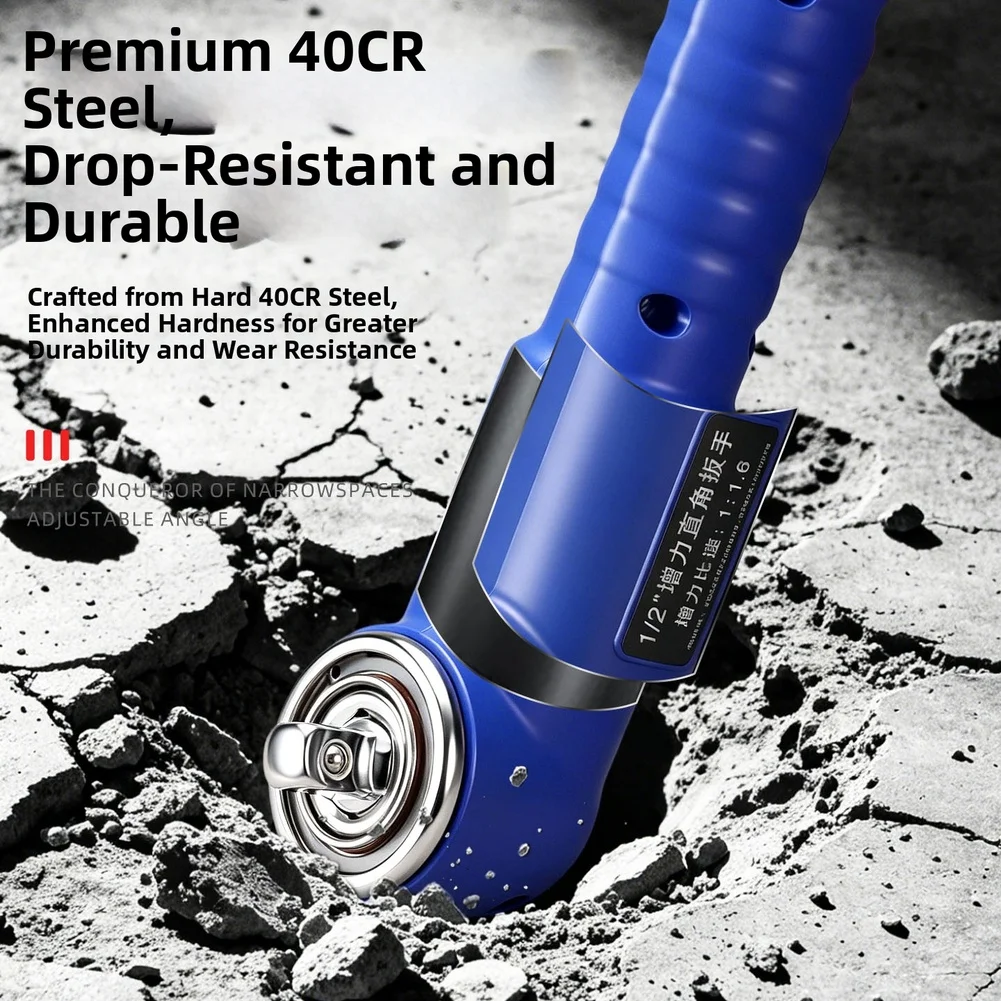 Stainless steel 1/2 inch right angle ratchet wrench 230mm for tight spaces heavy duty bidirectional with anti slip handle