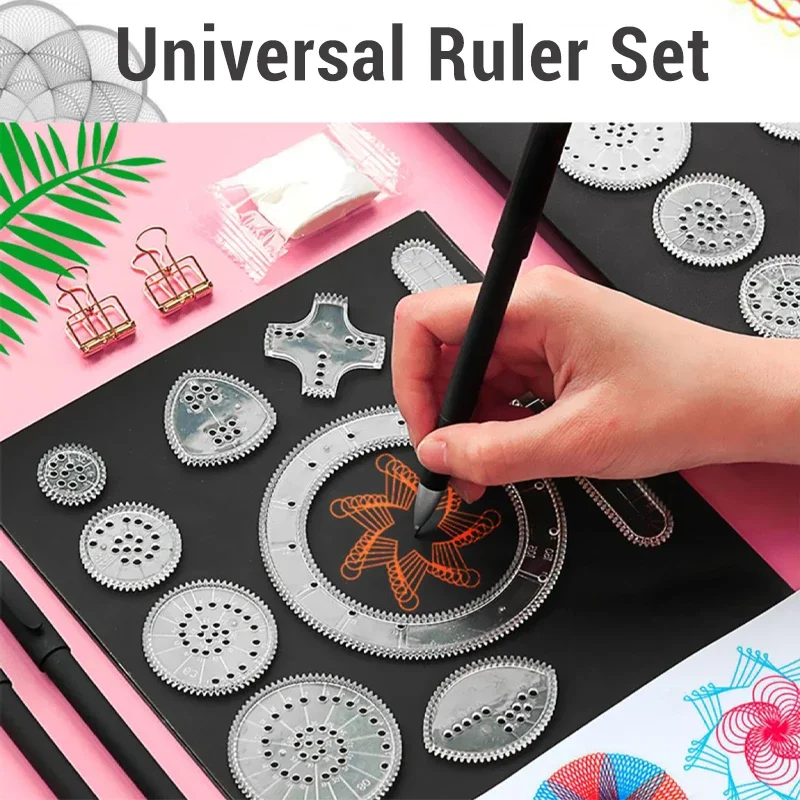 10-33 pezzi Geometria Spirograph Disegno Stencil Set Scratch Arcobaleno Carte Classic Gear Spirograph Disegno Set Strumento artistico Giocattoli per bambini