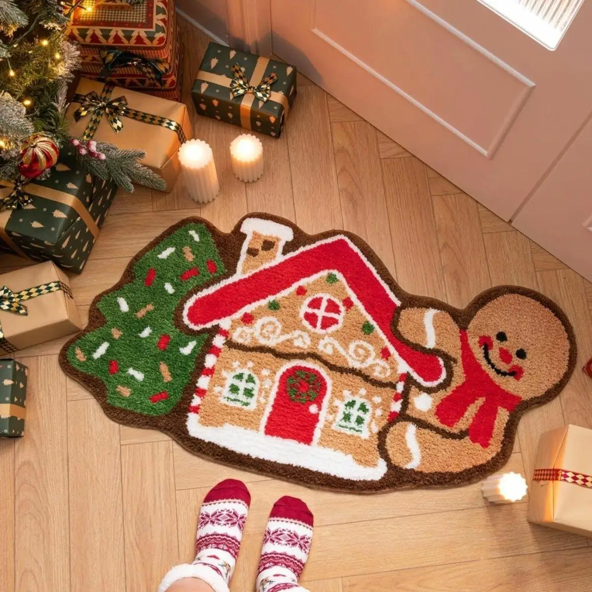 Christmas Tree Home Rugs Bedroom Rug Carpet Floor Mat Entrance Door Bedroom Bath Toilet Anti Slip Mats Imitation Cashmere Carpet