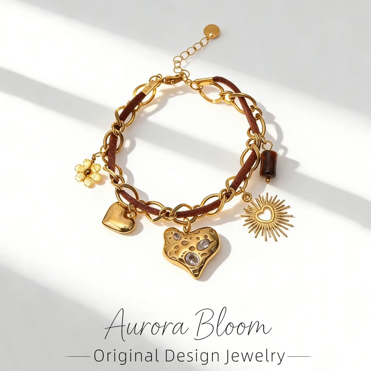 

AURORA Vintage Lrregular Heart-Shaped Pendant Bracelets For Women's Hand Bracelets Stainless Steel Wrist Jewelry Accessories