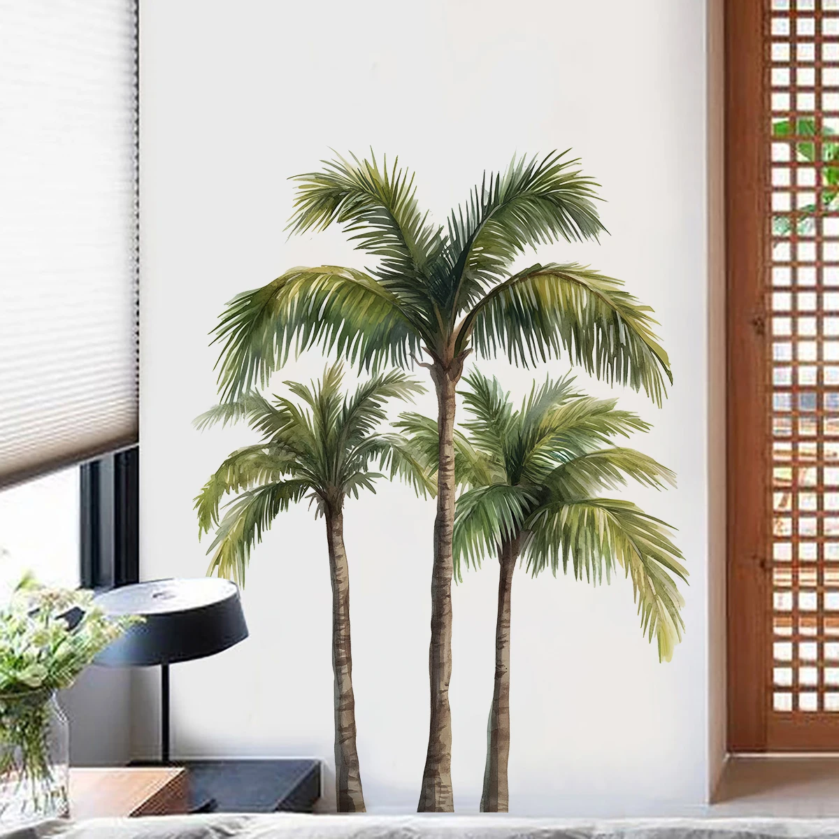 1PC Coconut tree wall stickers, bedroom background decoration, wall stickers, beautification, self-adhesive stickers