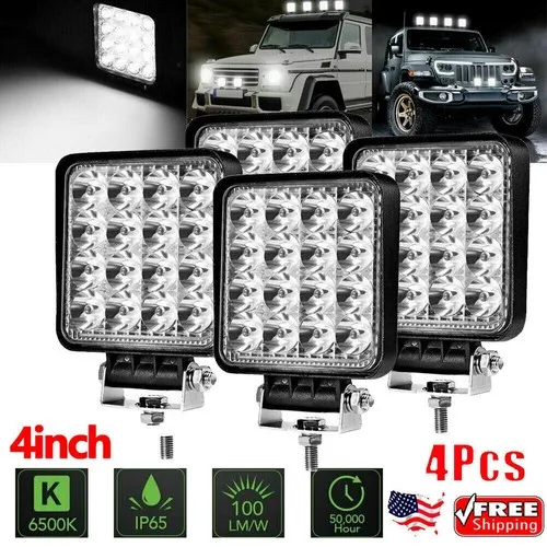 HAOLIDE - Juego de 4 Barras de Luz LED de 12 V y 24 V, 48 W, Mini Luz de Trabajo LED, Foco Todoterreno para Camioneta, Uso Todoterreno, Faros Delanteros LED