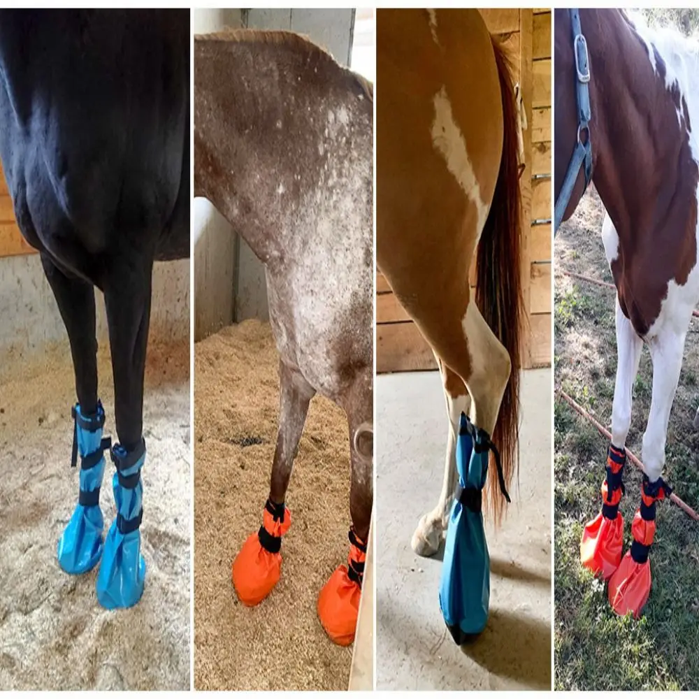 EVA Pad Hoof Soaking Boot Elastic Bands Foot Wrapped Design Equine Soaking Boot Icing Treatment Easy Use Design Horse Soaker Bag