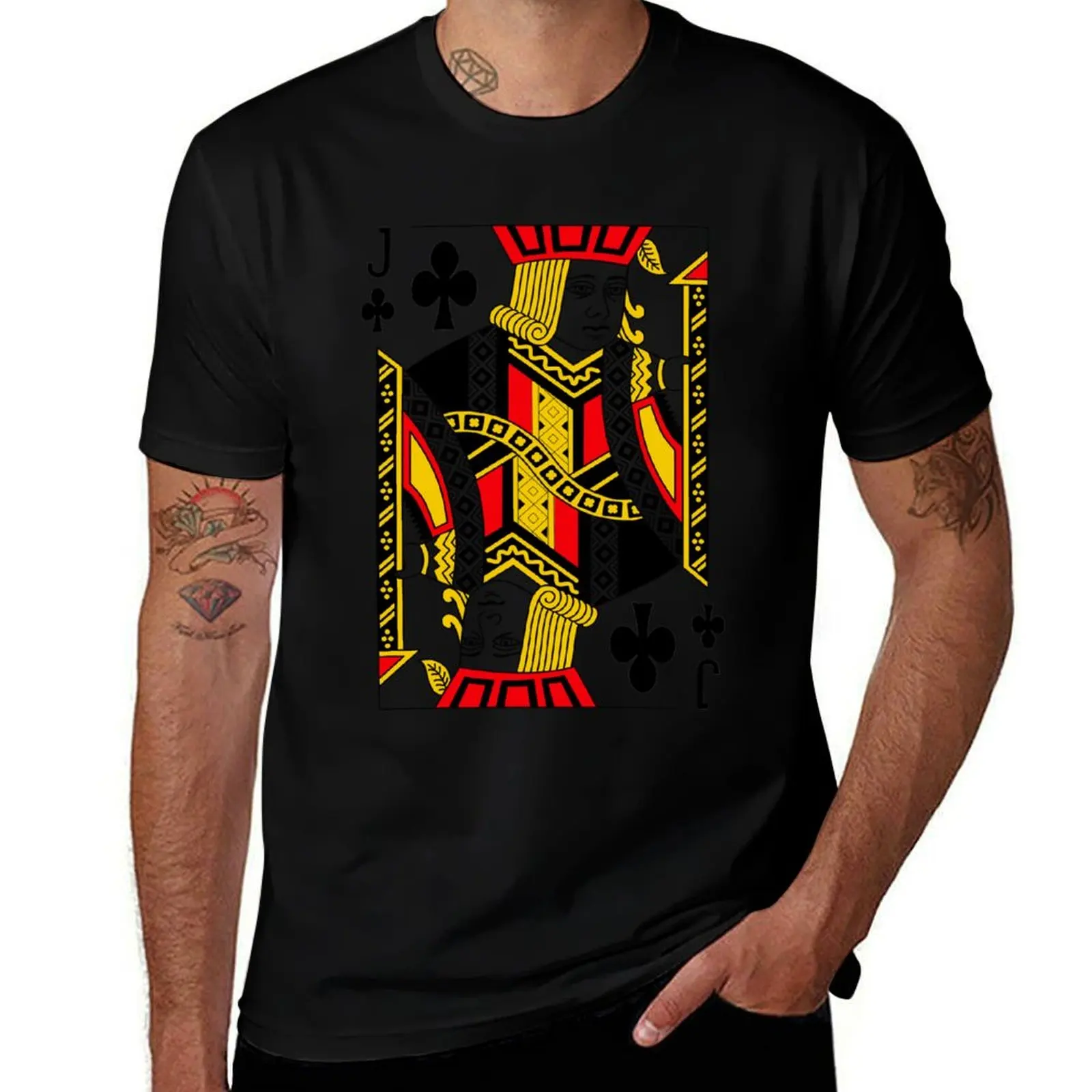 Jack of Clubs Classic Card Deck Casino Poker J Clubs T-Shirt Trendy Casual Short Sleeve Shirt T-Shirt