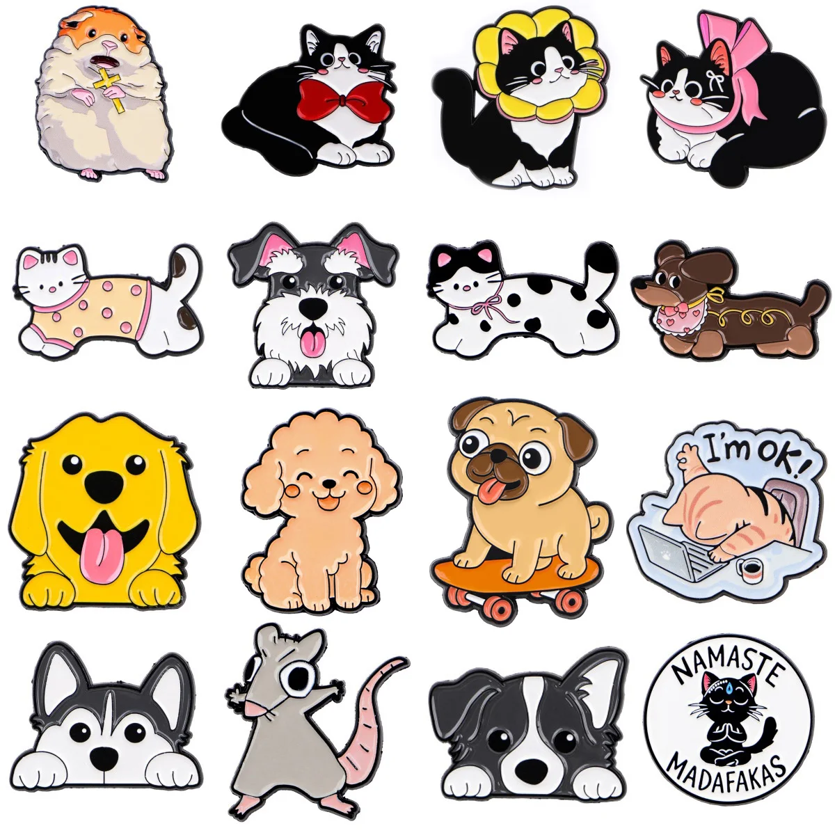

Cute Cat Enamel Pin Cartoon Pet Dog Badge On Backpack Animal Lapel Pins Brooches for Jackets Cosplay Accessories Gift Toys