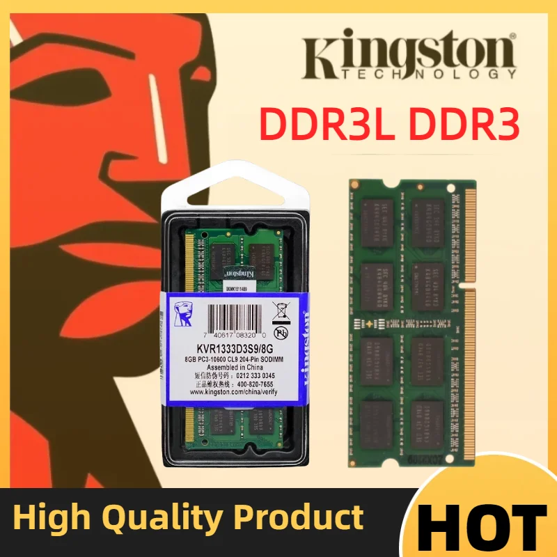 Kingston 1066Mhz 1333Mhz 1600Mhz 1866Mhz Laptop Ram DDR3L DDR3 8GB 4GB SO-DIMM PC3-8500 10600 12800 Notebook DDR3 Dual Channel