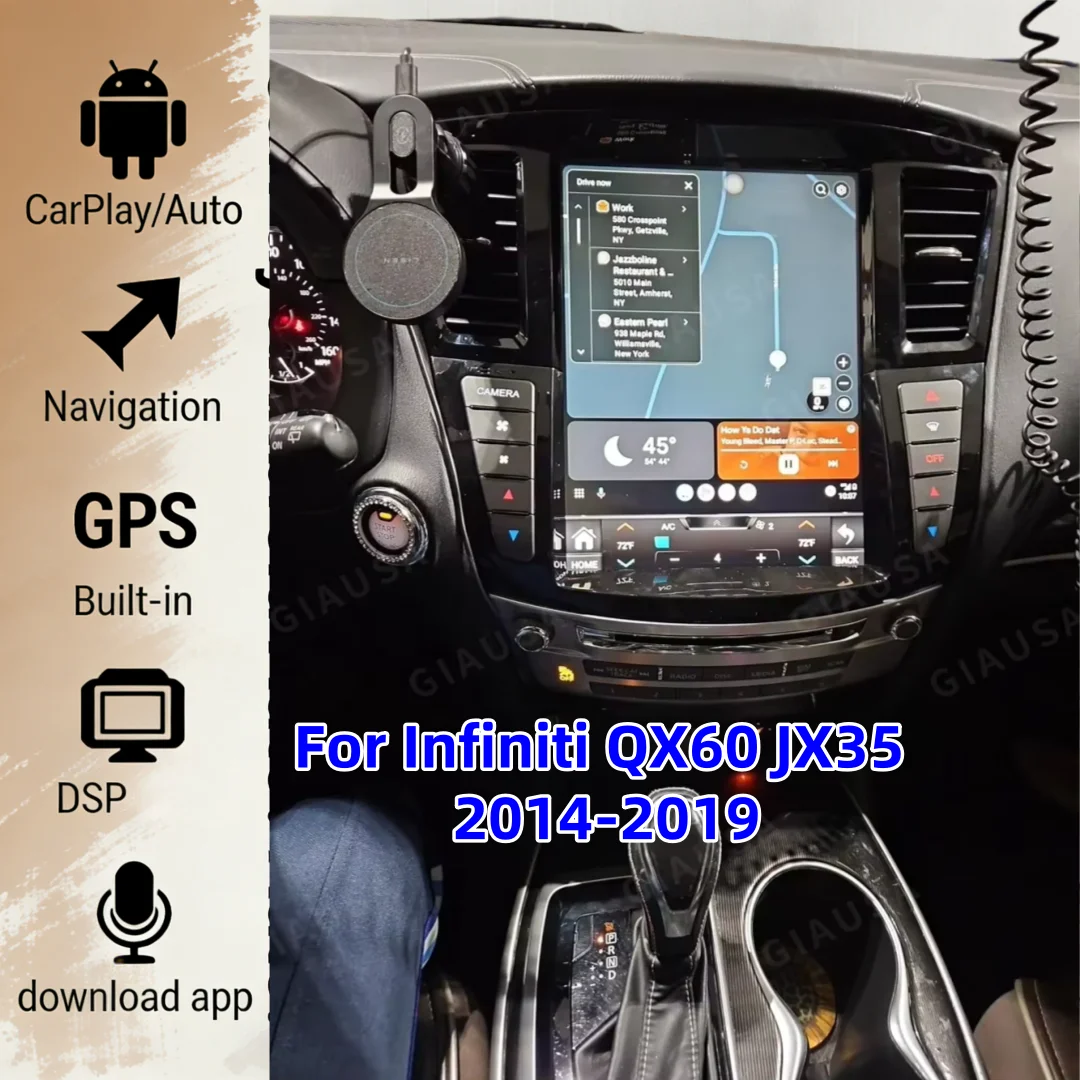 

jo For Infiniti QX60 JX35 2014-2019 Android 13 Touch Screen Car Radio GPS Navi Multimedia Player Wireless Carplay Tape Recorder