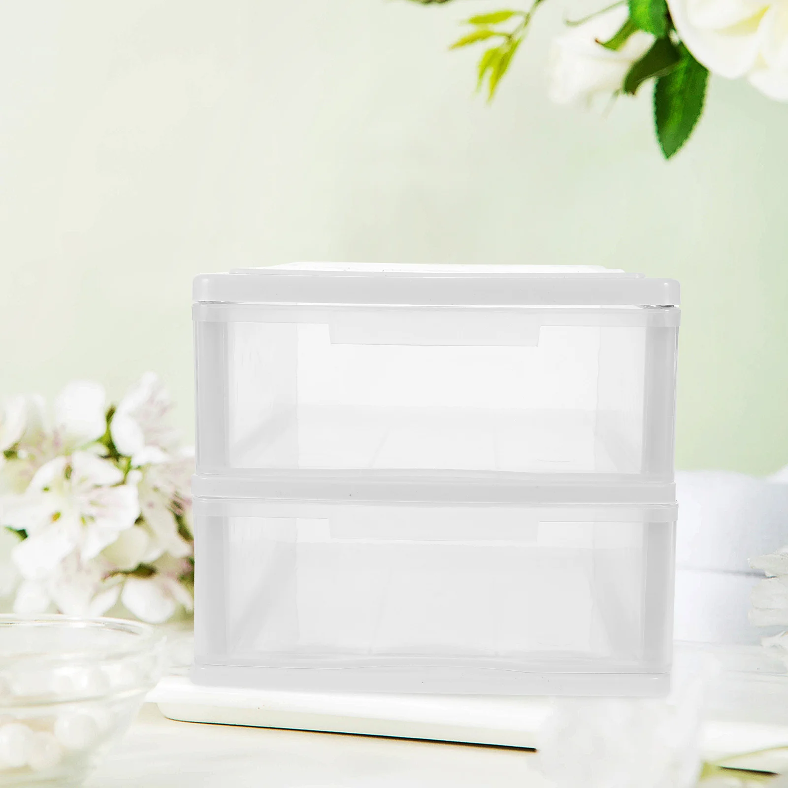 

Desktop Storage Box Transparent Double Layer Drawer Organizer Stackable Plastic Sundry Holder For Office Desk Organizers