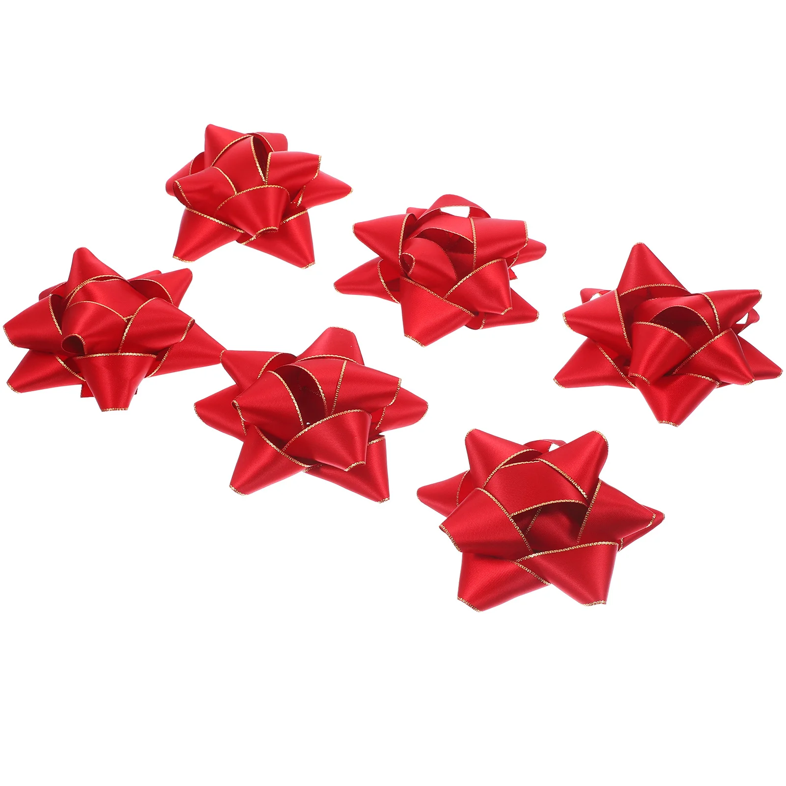 

6Pcs Star Gift Bows Red Christmas Decoration Accessories for Wrapped Presents Fancy Gift Box Packaging Decor Present Decoration