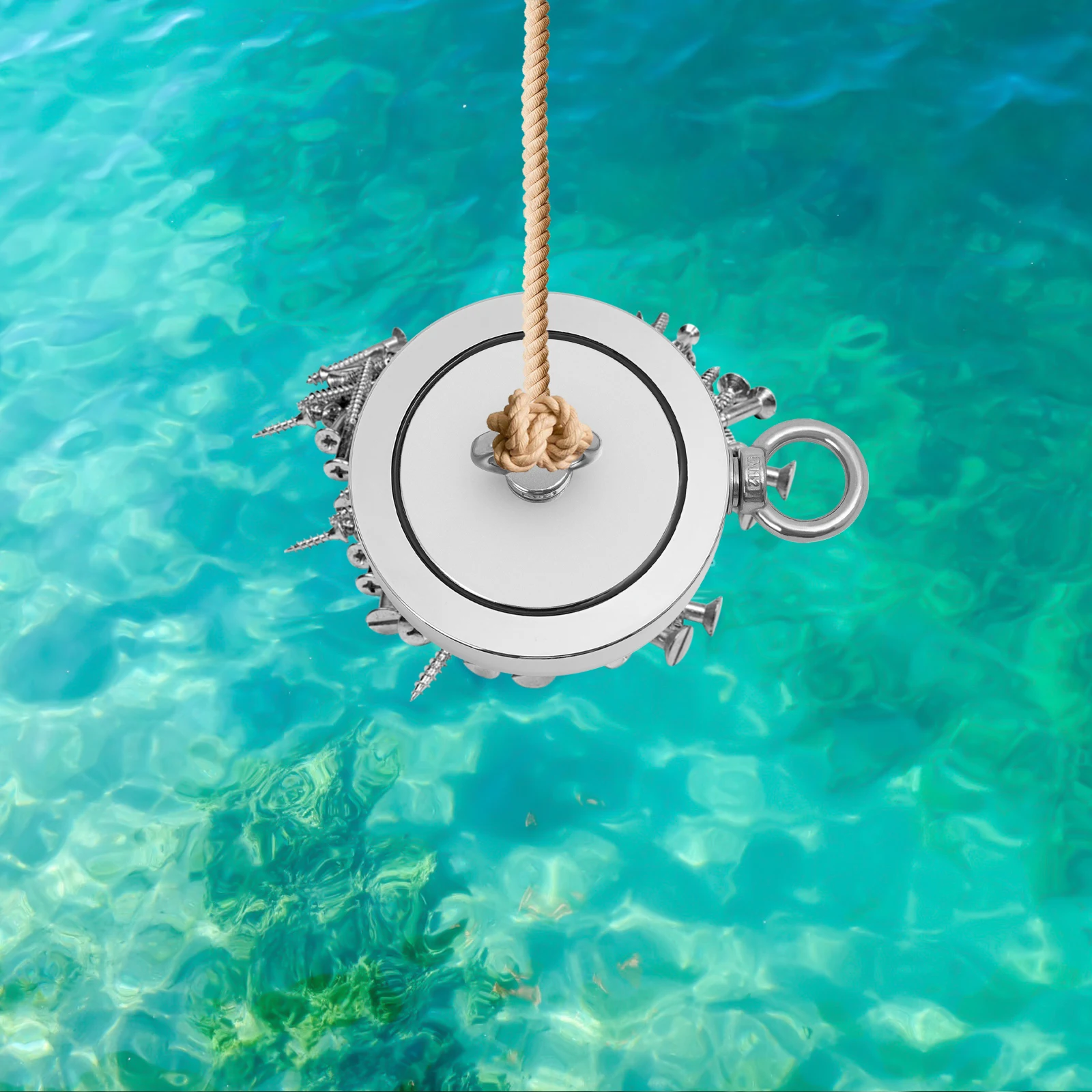 Ímã de pesca dupla face ímã de neodímio 1.4t força de tração para recuperação subaquática