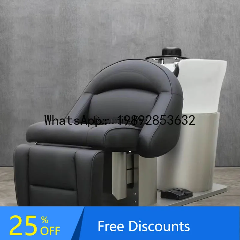 AB  02Japanese-style electric lift barber shop semi-lying flush bed for high-end hair salons