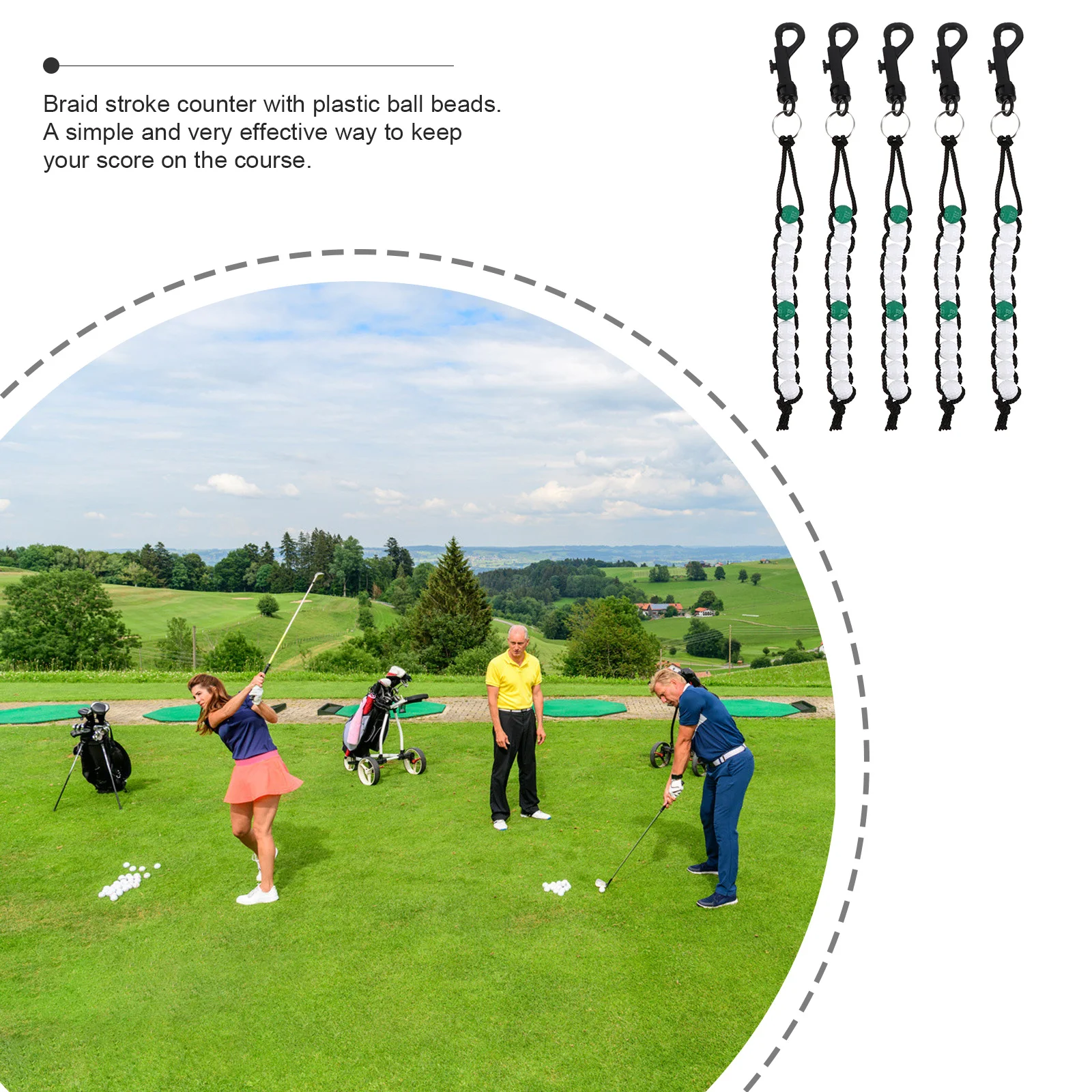 

5Pcs Bead Chain Golf Score Keeper Stroke Counter Plastic Scoring Device Wrist Scorecard Ball Score Counter Golfs Scoring Device