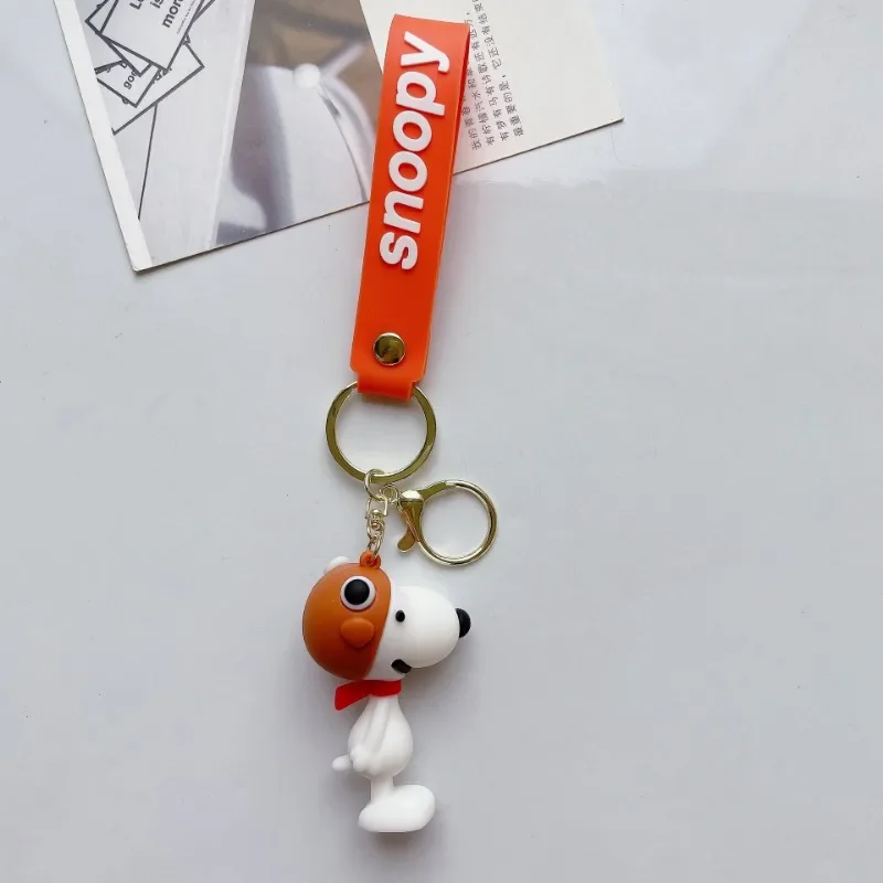 Snoopy Woodstock Charlie PVC Keychain Cute Cartoon Couple Chain Soft Rubber Small Pendant Key Ring Gift Decoration Accessories