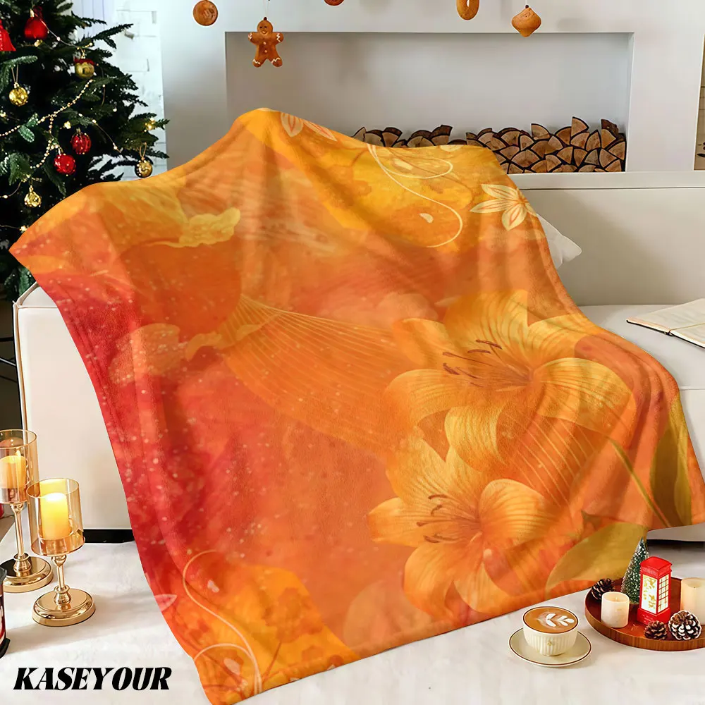 Golden Lily Glow Winter Summer Flannel Blanket Throw Fleece Soft Fuzzy Plush Cozy Fleece Blankets for Sofa Ideal Gifts