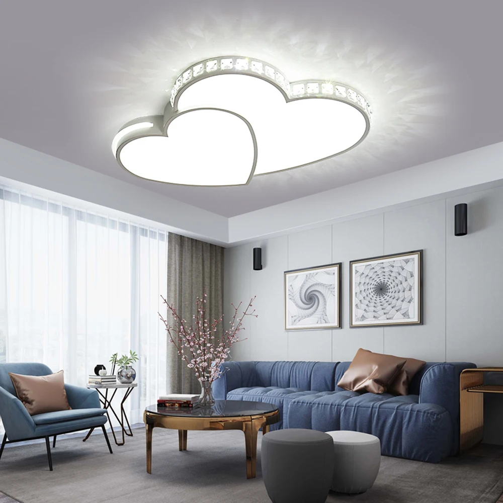 Modern Crystal Led Ceiling Light Flush Mount Lamp Fixture Heart Shaped LED Ceiling Light for Living Room Bedroom