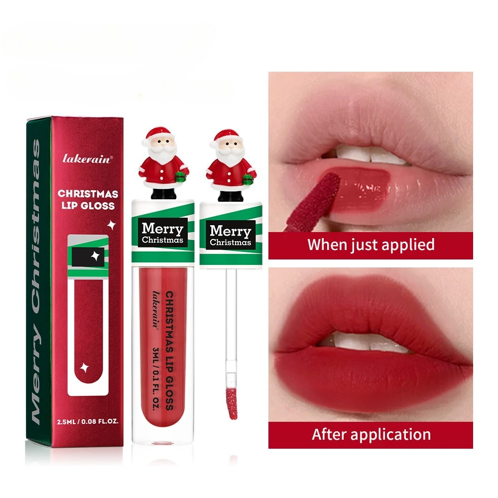 Christmas lip gloss liquid lipstick moisturizing easy to color enhance complexion lighten lip lines long-lasting waterproof