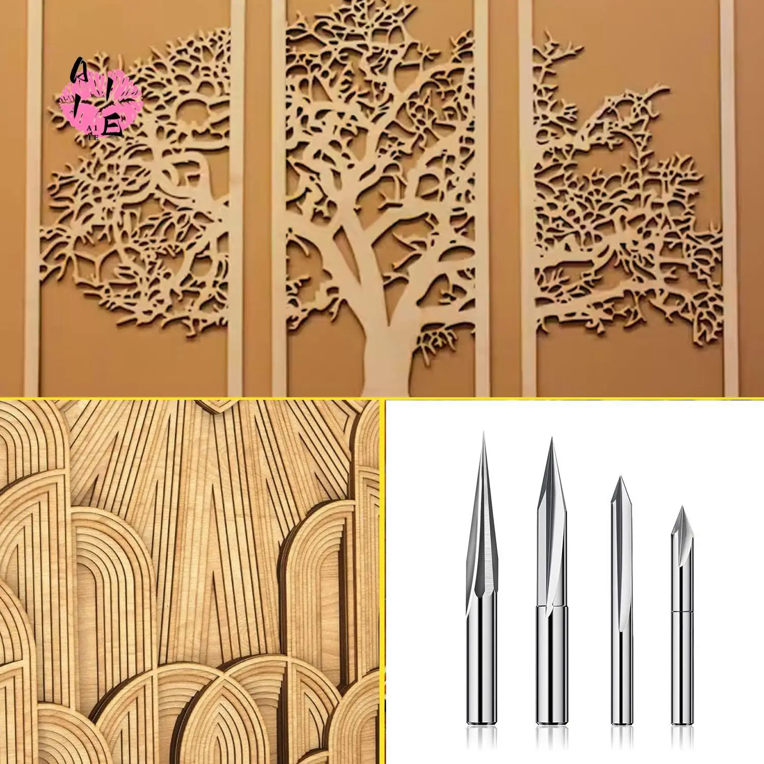 

Набор фрез A11E-CNC, хвостовик 1/4, фреза для гравировки по дереву, 6 мм и 4 мм, V-образная канавка, профильная бита, вольфрамовая сталь - 4 шт.