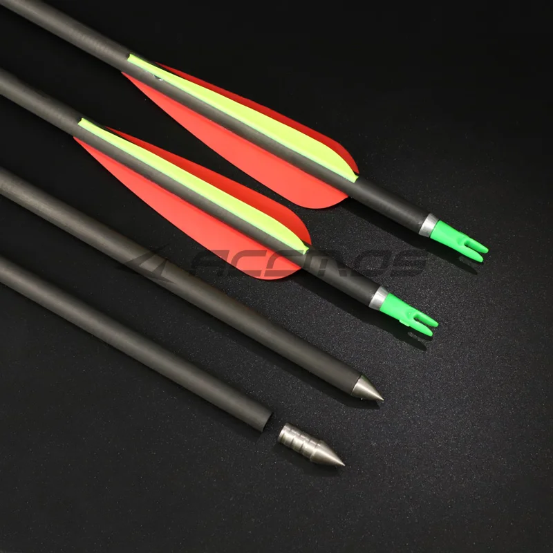 Pure Carbon Arrows ID 8 mm 32 inch Spine 300/350/400 Arrow Head 100Grains Archery for Indoor Competition Shooting 6/12pcs