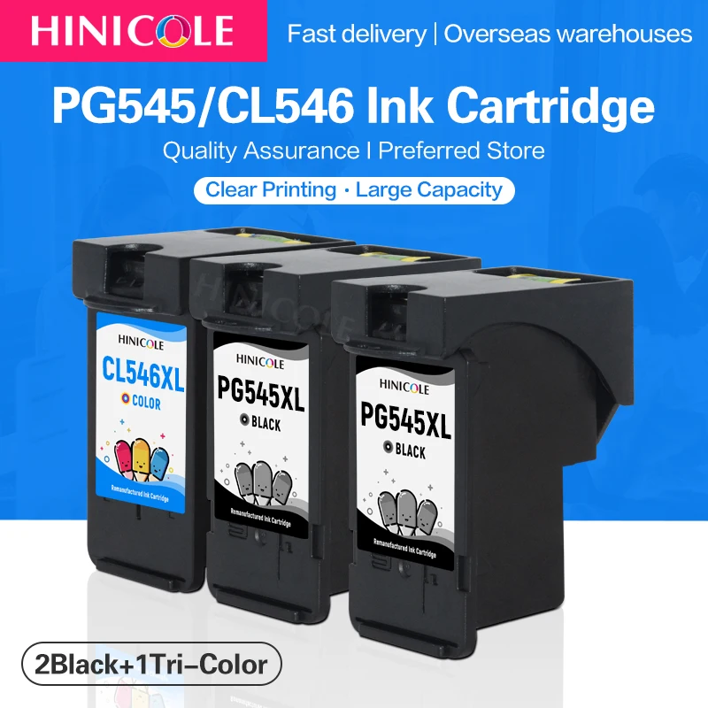 

HINICOLE 545 546 PG545 Refillable Ink Cartridge For Canon PG-545 CL545 CL-546 Pixma MG2550 MG2550s MG2555 MG2555s MG2900 MG2940