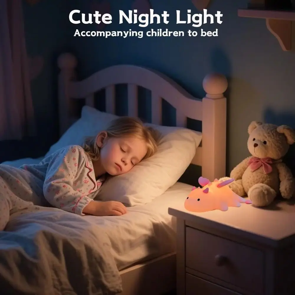 7 Colors Dragon Night Light Timer Function Magnetic Base Silicone Night Light 3 Modes Touch Sensor Rechargeable Night Light