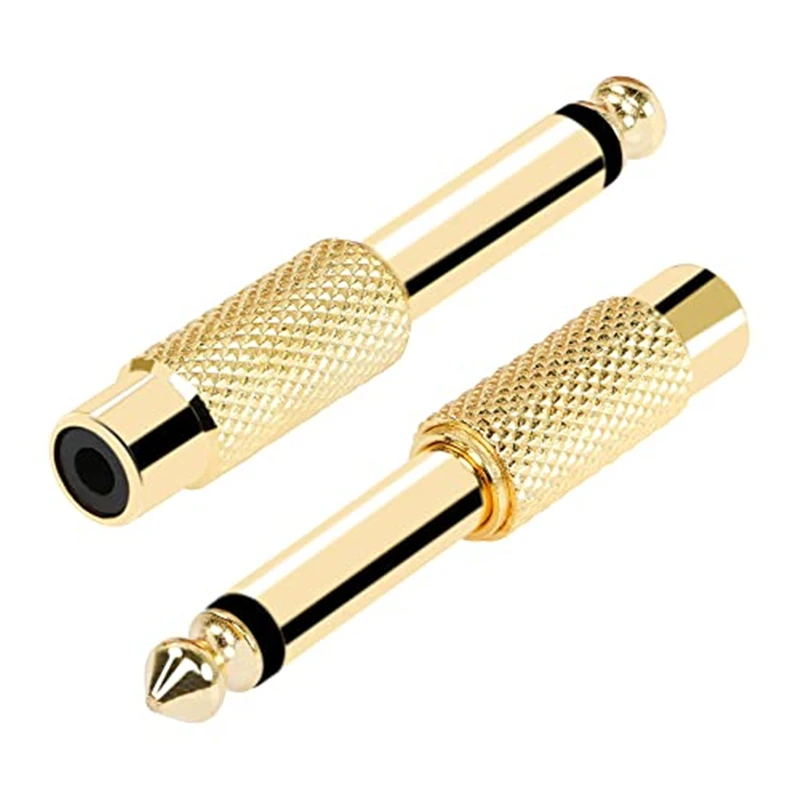 

Gold Plated 6.35mm 1/4 Inch TS Jack Adapter RCA Female To 6.5mm Male Plug Mono Audio Connectors For Guitar Mixer Power Speaker