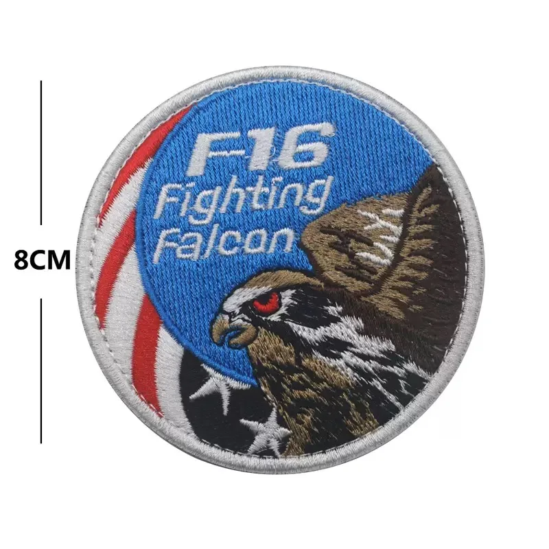 F-16 Fighting Falcon Eagle Embroidered Patch, USA Flag Air Force Tactical Morale Badge, Hook and Loop, for Jacket Backpack
