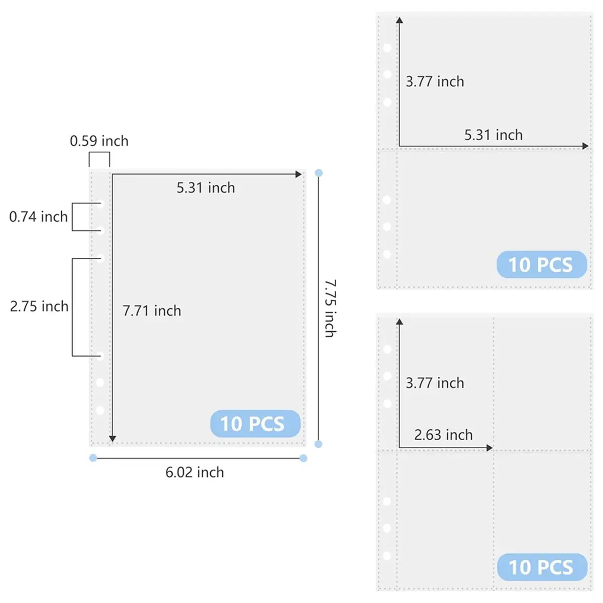 Fits for 30 Sheets A5 Binder Inserts - Clear Double Sided Plastic Sleeves for Photo, Card, and Sticker Storage