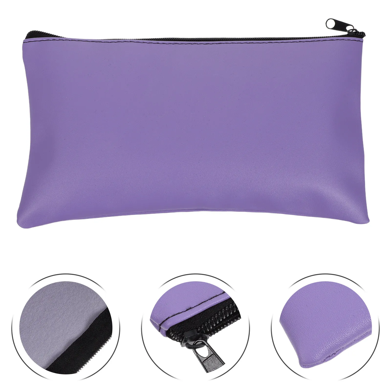 

2Pcs PU Zippered Money Pouch Secure Cash Wallet for Women Large Capacity Receipt Organizer Bill Wallet Office Document