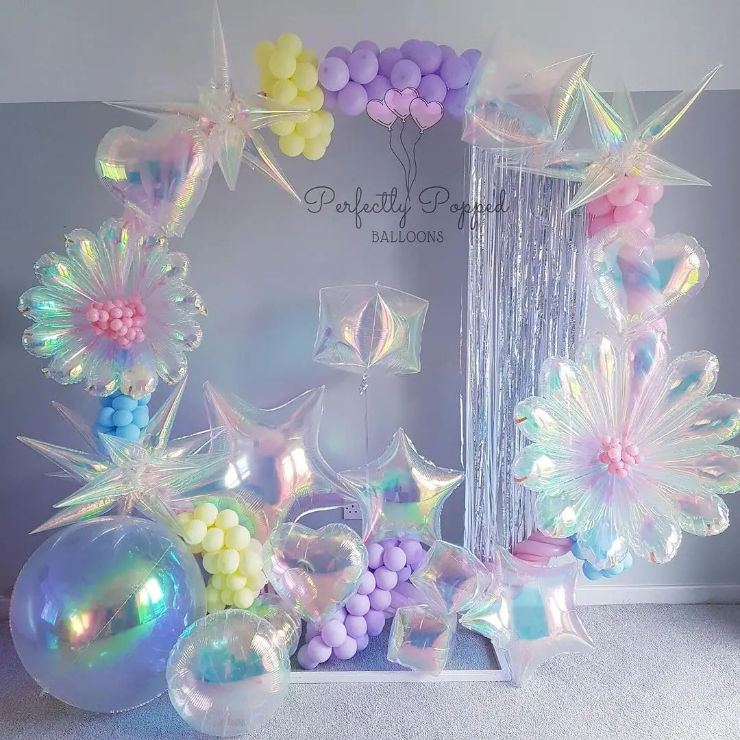 Palloncino Foil stella esplosione trasparente Laser 3D da 26 pollici per la decorazione colorata della festa di compleanno di nozze