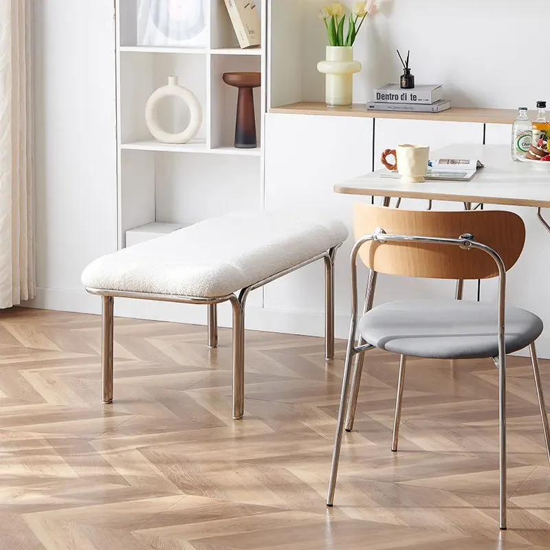 HYS Home Furnishing Light Luxury Shoe Change Stool Bench Minimalist Stainless Steel Long Strip Entrance Stool