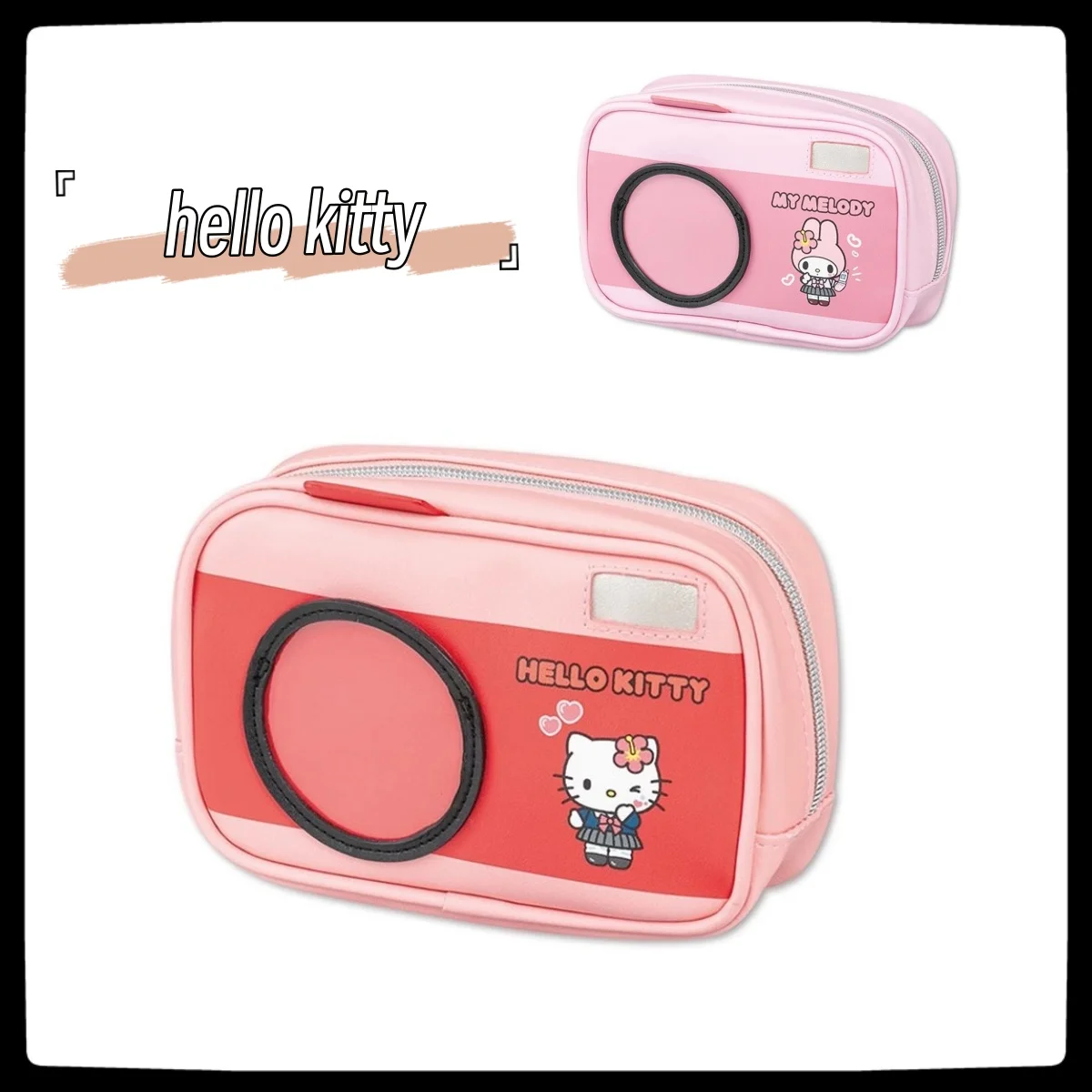 hello kitty sanrio cartoon my melody cute camera shaped pencil case storage cosmetic bag kuromi pu square christmas gift