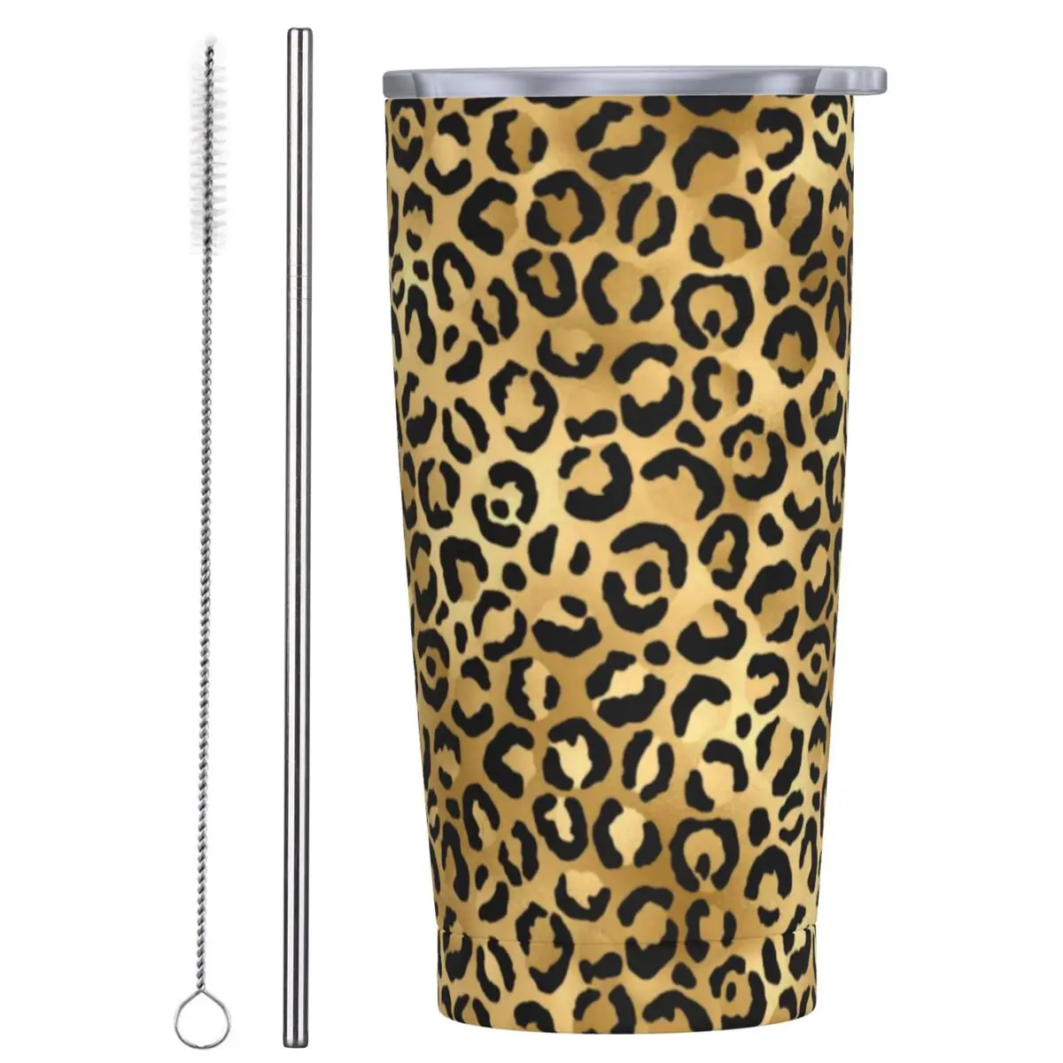 Stainless Steel Tumbler Animal Spots Mugs Cup Cheetah Animal Driving Cold Drink Water Bottle Heat Large Capacity Thermal Cups