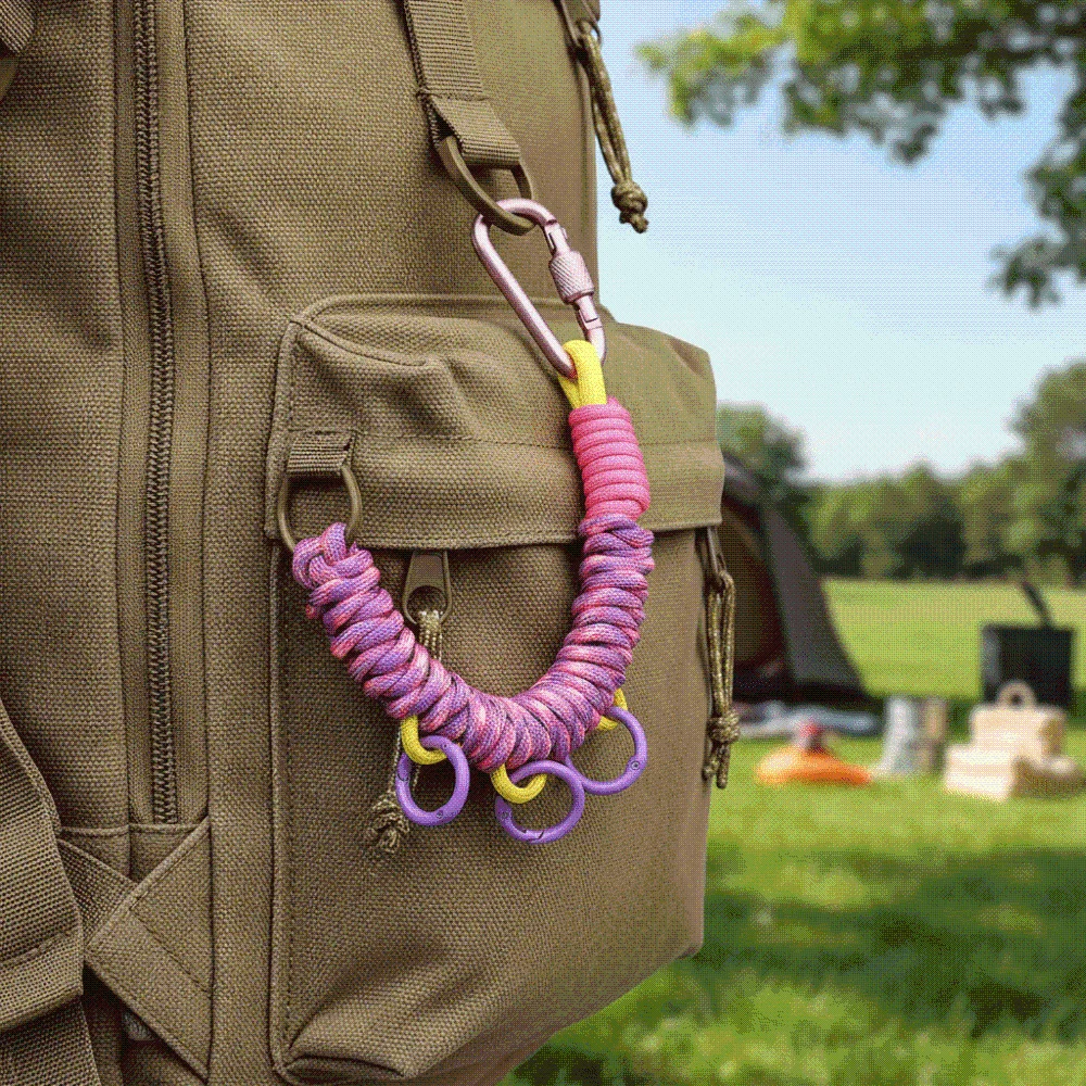 Hand Woven Paracord Bag Charm Rope Vibrant Dopamine Detachable Backpack Extension Strap Lightweight Sturdy Multifunctional