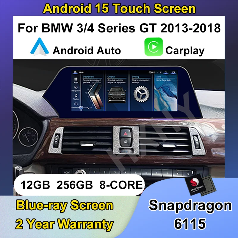 Android 15 12+256G Radio Gps Navigation Auto Carplay For BMW 3/4 Series F30 F31 F32 F34 Car Multimedia Dvd Player Blade Screen