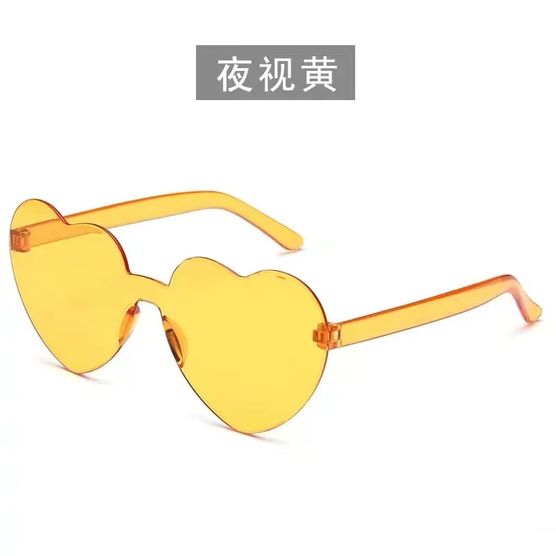 Peach Heart Sunglasses Valentine's Day Love Sunglasses Jelly Color Frameless Heart Shaped One-piece Glasses Dazzling Color