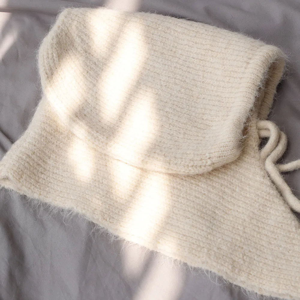Unisex Woll-Strickbalaclava Winter Ohren-Gesichts-Hals-Schutz Einteiliger Schal-Mütze Weiche Warme Kapuzenmütze Gedrehter Falsch-Kragen – Detail 10