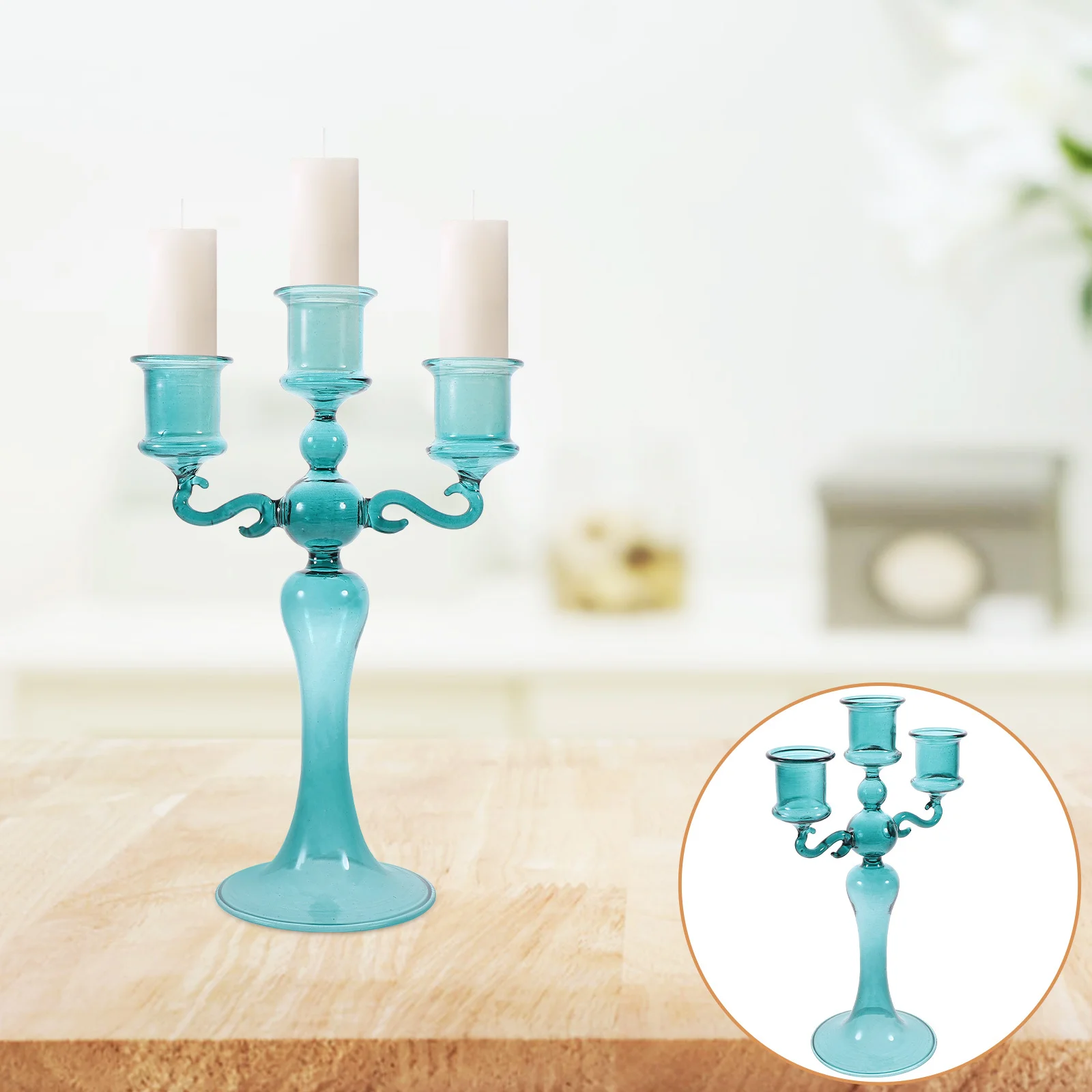 

Blue Holder Home Decor Tealight Candlestick Pillar Decorative Taper Holders